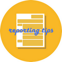 Report Graphic which includes a piece of papaer and text stating Reporting Tips. 