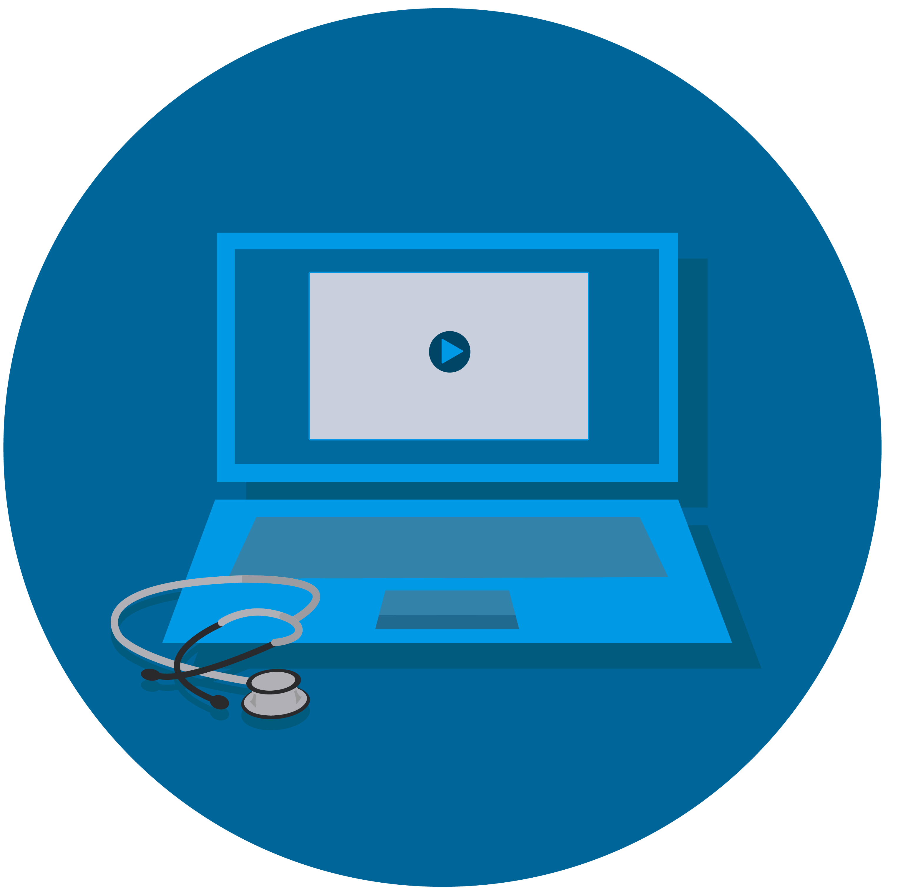 Image of a computer and stethoscope