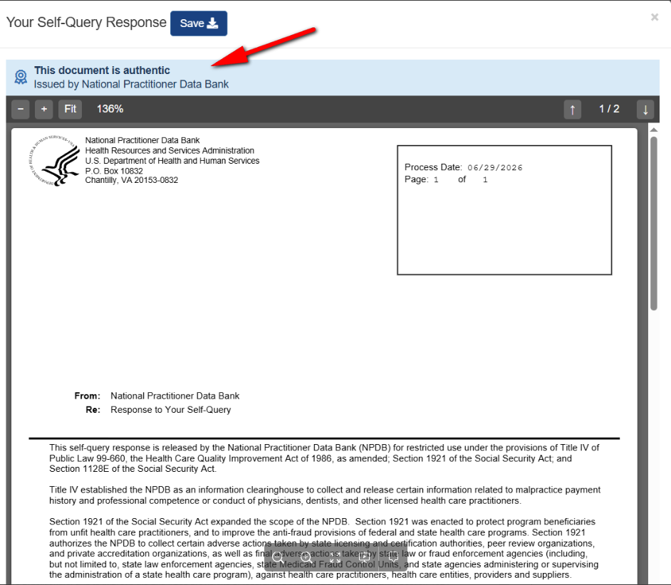 This is a screenshot of the Self-Query response.
