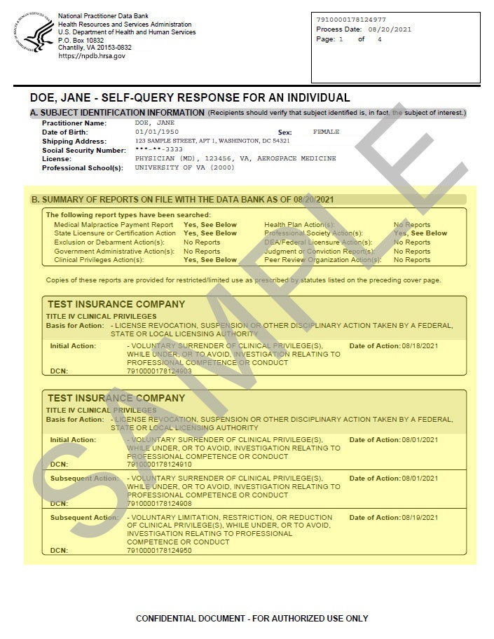 Self-Query Report Summary