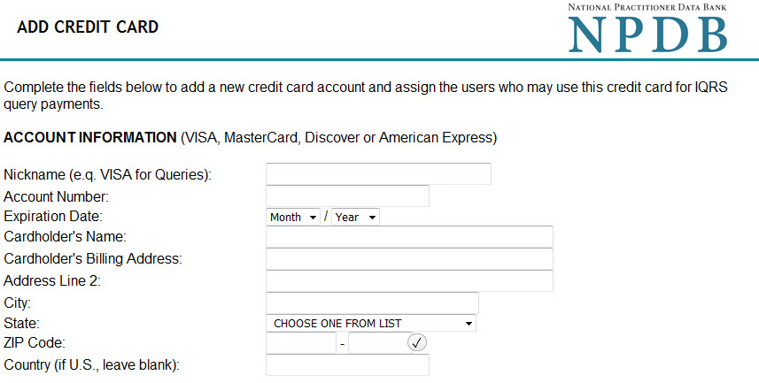 The Npdb How To Maintain Credit Cards