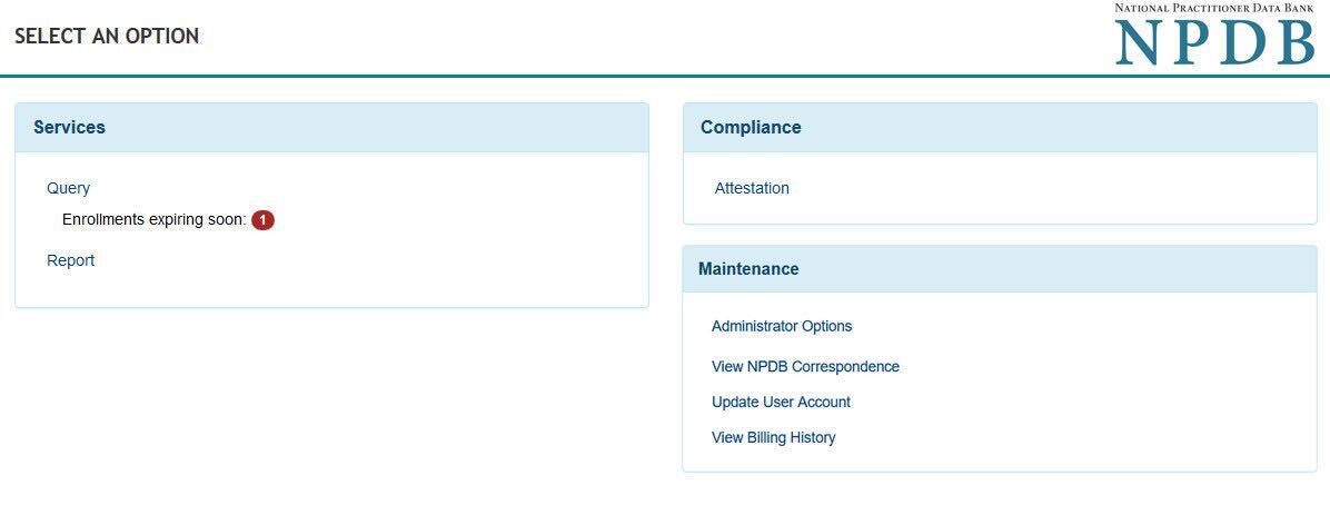 Image of NPDB Options