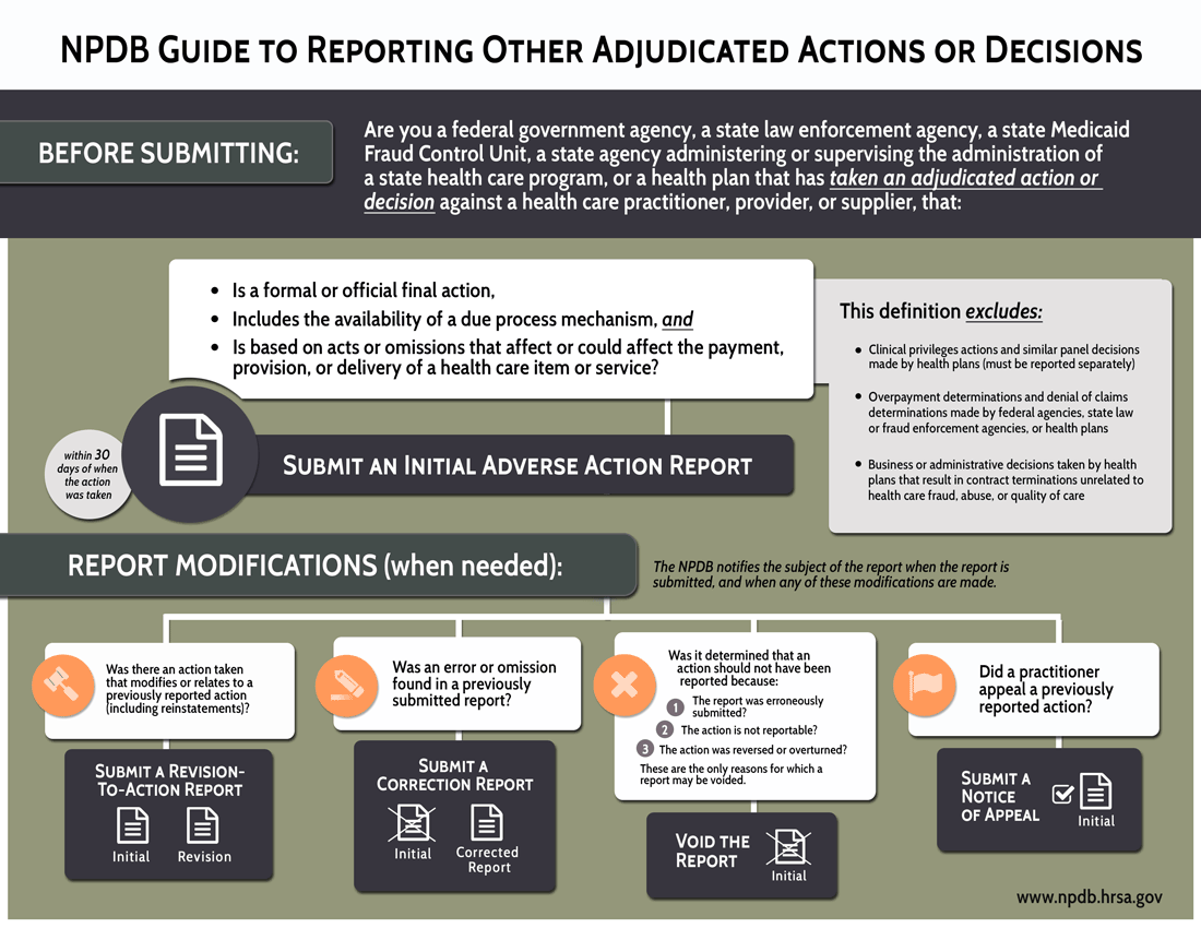 Mini image of the NPDB Infographic Guide to Reporting Other Adjudicated Actions or Decisions